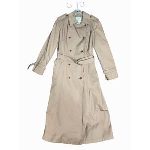 London Fog Maincoats Women's Size 12 Tan Double Breasted Belted Trench Coat